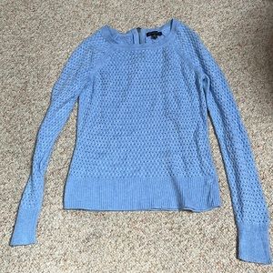 AEO Back zip blue crew neck knit sweater size small